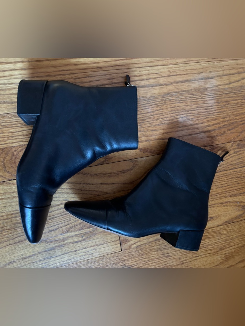 J. Crew Womens Cap Toe Black Leather Ankle Boots- size 8 - Picture 6 of 8